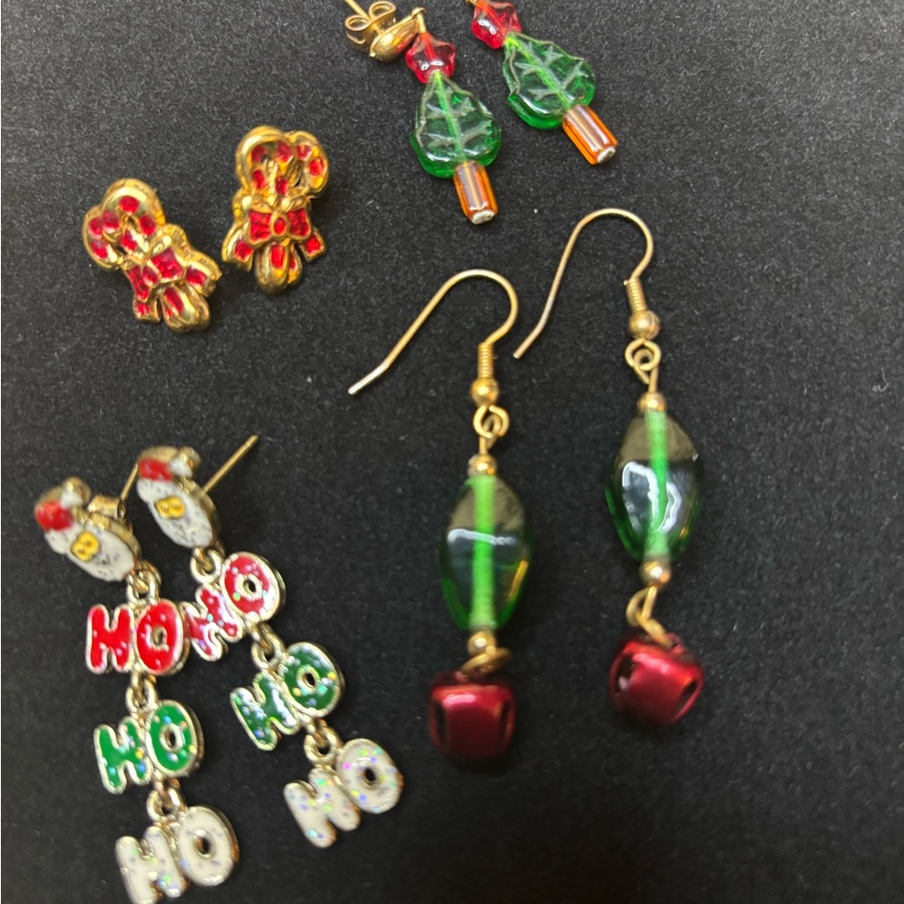 Vintage Gold and Red‎ Holiday Earrings